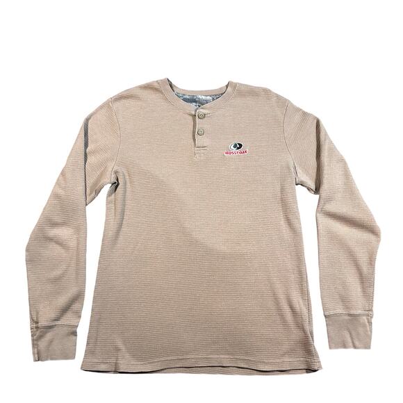 Mossy Oak Tan Earth Tone Thermal Waffle Henley Shirt - Picture 1 of 4